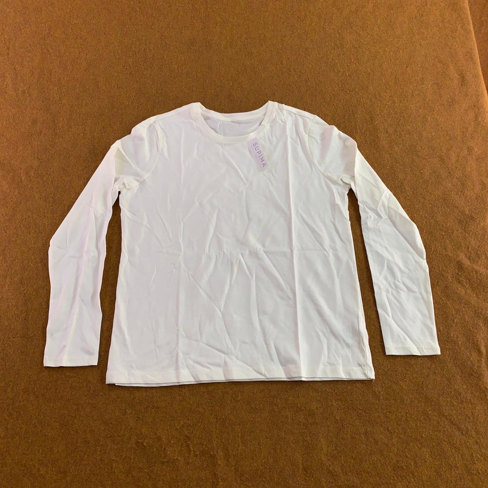 Lands' End Womens Small White Supima Cotton Long Sleeve T-Shirt NWT